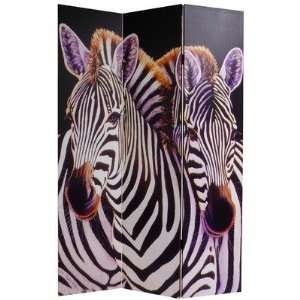   Double Sided Elephant and Zebra Canvas Room Divider