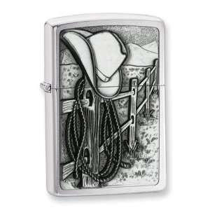  Zippo Resting Cowboy Brushed Chrome Lighter: Jewelry