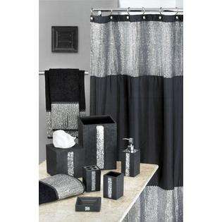 Popular Home Collections Caprice Black Shower Curtain w/ Sequins at 