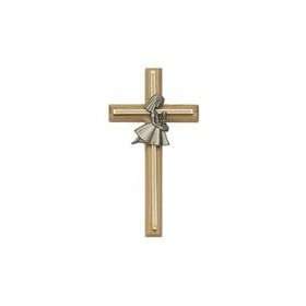   Brass Cross with Fine Pewter Praying Girl Casting: Home & Kitchen