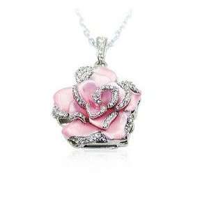  Light Pink Crystal Rose Necklace Style 8GB USB Flash Drive 