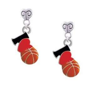  I Love Basketball   Red Heart   Silver Plated Mini Heart 