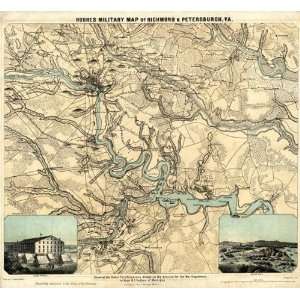  Hughes Military Map of Richmond & Petersburgh, Virginia 
