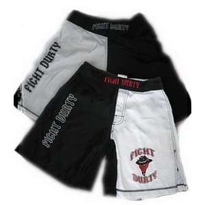  Fight Durty Black & White MMA Fight Shorts (Size=30 