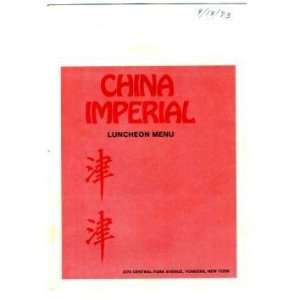  China Imperial Menu Yonkers New York 1973: Everything Else