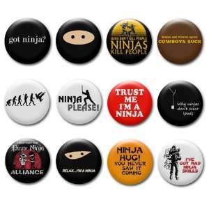    Set of Funny Ninja Pinback Buttons/Pins/Badges 
