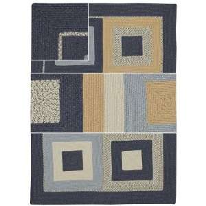 Capel 0219 475 Tweed Square Deep Blue Braided Rug Size: Concentric 7 