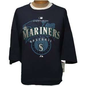 5XL MLB Seattle Mariners Navy Blue Eagle/Baseball Screenprint T shirt 