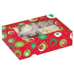  Christmas Print Cupcake Box w/Window: Kitchen & Dining