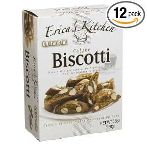 Ericas Kitchen Coffee Biscotti, 5.3 Ounce Boxes (Pack of 12):  