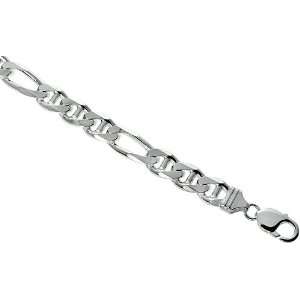 Sterling Silver Italian Figarucci Link Necklace Chain 10.7mm (7/16 in 