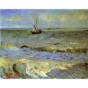  Oil Painting: Seascape at Saintes Maries: Vincent van Gogh 