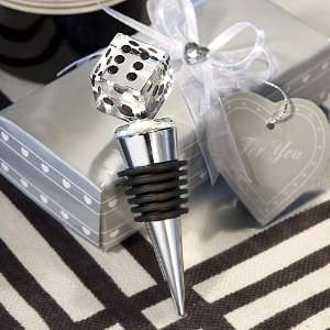  Crystal Dice Wine Bottle Stopper   Gift Boxed: Kitchen 