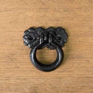  Hand Forged Iron Ring Pull   Black Powder Coat: Home 