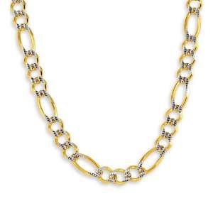  New 14k Two Tone Gold Figaro Chain Link Necklace 7.9mm 