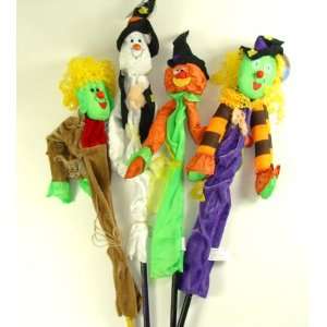   Ghost, Pumpkin, Scarecrow & Witch Decorative Halloween Stick Figures