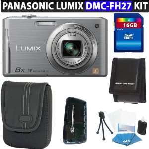  Panasonic Lumix DMC FH27 Digital Camera (Silver) + 16GB 