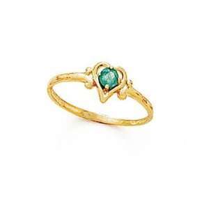  14k 3mm Round Emerald Heart Ring   Size 7.0   JewelryWeb 