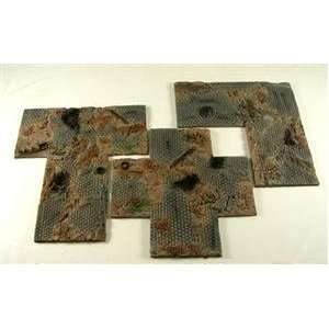 15mm Finished Terrain Damaged City Cobblestone Rd Junction Set 3pc