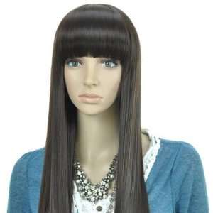  Straight Long Wig With Bangs, Blush Highlight Beauty