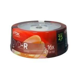 TDK DVD R 4.7GB Support 16x Recording Speed 25 Pack Spindle Excellent 