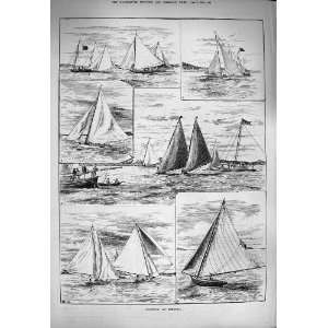  1884 Yachting Bermuda Sailing Boats Antique Print