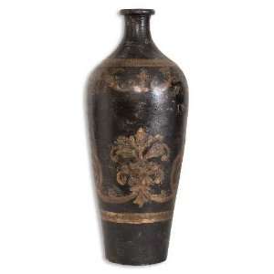  UT19317   Tall Black and Gold Terracotta Vase: Kitchen 
