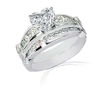  2.5 Ct Heart Shaped Diamond Engagement Wedding Rings Set 