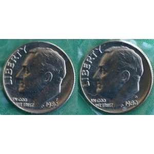    Uncirculated 1980 D & 1980 P Roosevelt Dimes 