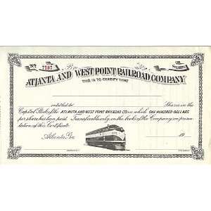  Atlanta and West Point Railroad Unissued Stock #7597 