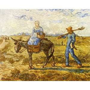 Oil Painting: Morning: Peasant Couple Going to Work (after Millet): Vi