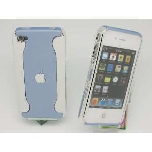  iPhone 4 4G 4S Dual 2 Tone Chrome / Light Blue Hard Back Case Cover 