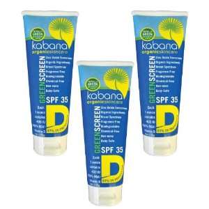  Green Screen D SPF 35 Organic Sunscreen By Kabana   3 PACK 