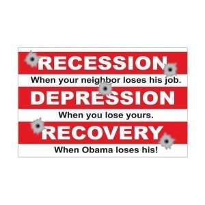   Metal Tin Sign ~ Recession, Depression, Recovery Patio, Lawn & Garden