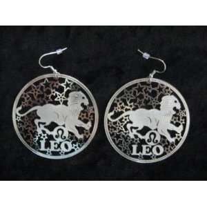 New Silver Astrology Zodiac Sign Pierced Hoop Earrings Leo 