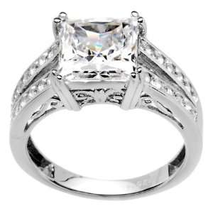   Sterling Silver Princess Cubic Zirconia Ring  3.36 ct tw Jewelry