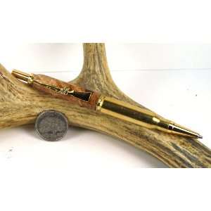  Maple Burl 308 Rifle Cartridge Pencil With a Gold Finish 