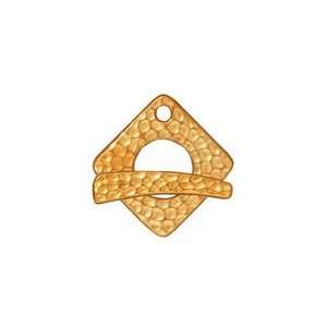   Gold (plated) Hammered Square Toggle Clasp 18xmm, 23bar Findings: Arts