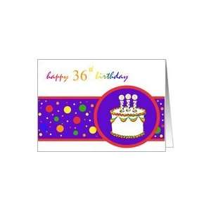  36th Happy Birthday Cake rainbow design Card: Toys & Games