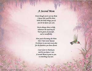 Second Mom Poem Prayer Hummingbird Print Personalized  