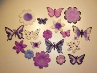Mulberry Paper   BUTTERFLIES & FLOWERS   18 pieces   PURPLE   Pretty 
