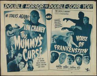 MUMMYS CURSE & HOUSE OF FRANKENSTEIN 1945 Karloff, Chaney ORIGINAL 1 