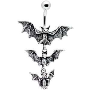  Gothic Tri Vampire Bats Dangle Belly Ring: Jewelry