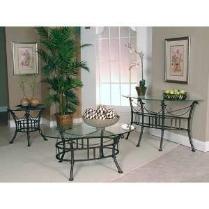  Denali 3 Piece Glass Occasional Table Set: Home & Kitchen