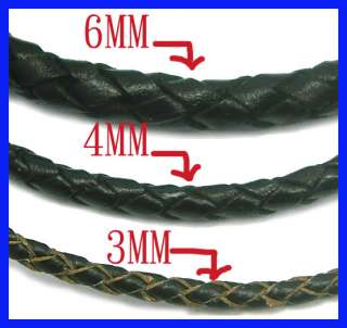 16 Magnet 6MM Genuine Leather Braided Necklace Black  