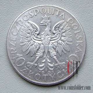   Poland polish 10 Zlotych Zlote Zloty Silver Coin Queen Jadwig  