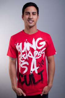 NEW MENS YOUNG & RECKLESS RED WHITE BLACK IS A CULT LOGO TEE T SHIRT 