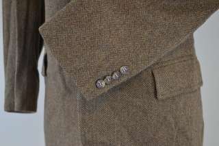 Jos. A Bank Mens 100% Wool Tweed Brown Herringbone Sports Coat Blazer 