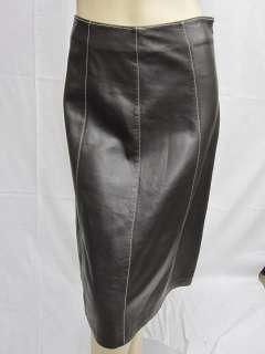 St. John COLLECTION NWOT Brown Leather Skirt Size 4 6  