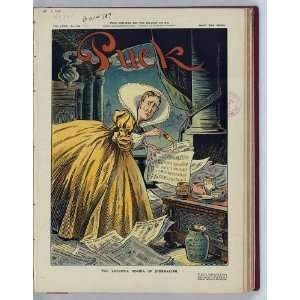   ,Puck,William Randolph Hearst wearing yellow dress
